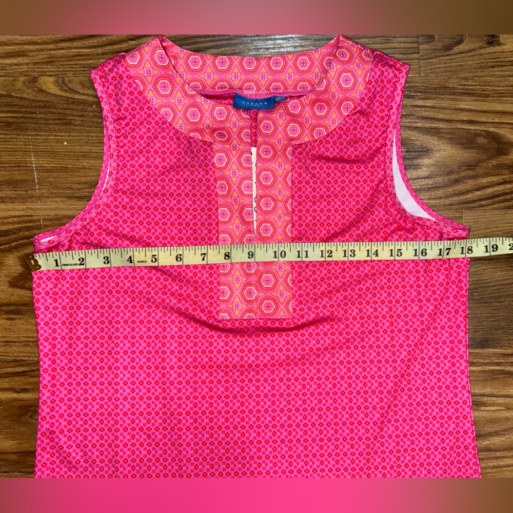 Cabana Life Pink V-neck Sleeveless Tunic Retro Geo Dress M - Picture 11 of 14